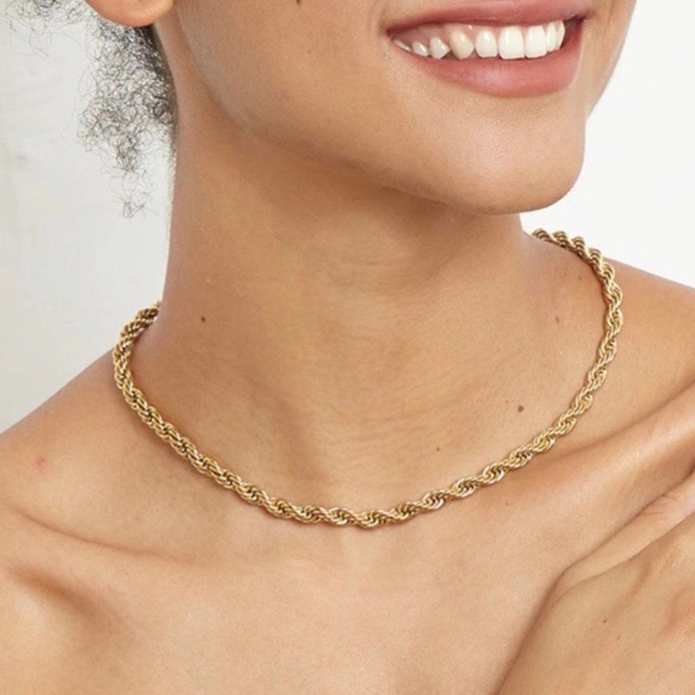 NEW 18K GOLD TWISTED CUBAN CHAIN NECKLACE - Picture 4 of 8